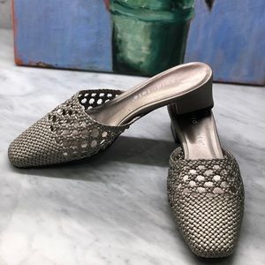 David Tate Silver Mules w/heel